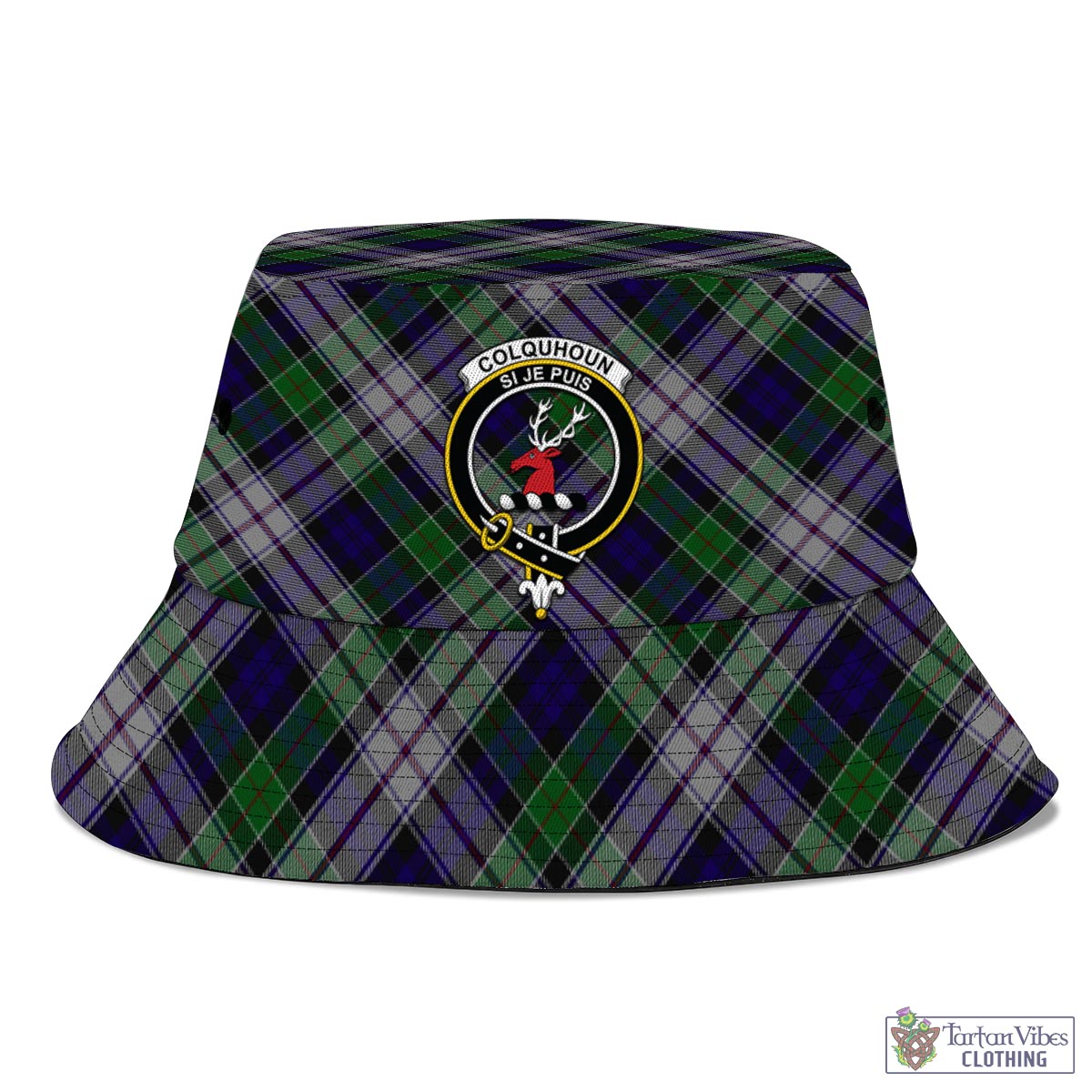 Tartan Vibes Clothing Colquhoun Dress Tartan Bucket Hat with Family Crest