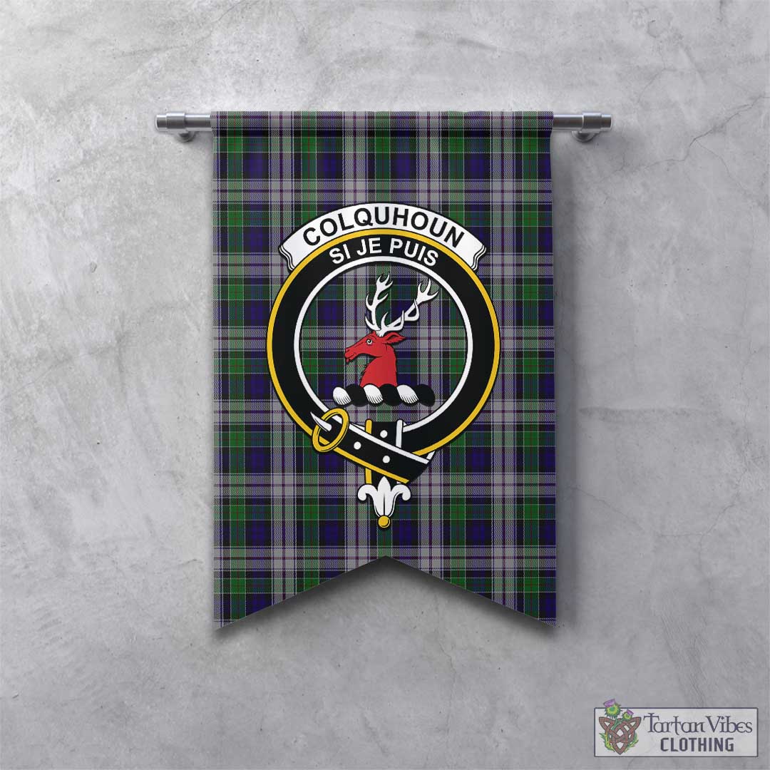 Tartan Vibes Clothing Colquhoun Dress Tartan Gonfalon, Tartan Banner with Family Crest