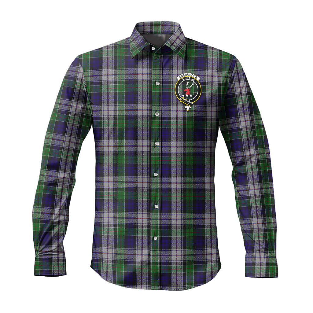 colquhoun-dress-tartan-long-sleeve-button-up-shirt-with-family-crest