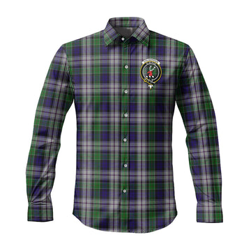 Colquhoun Dress Tartan Long Sleeve Button Up Shirt with Family Crest