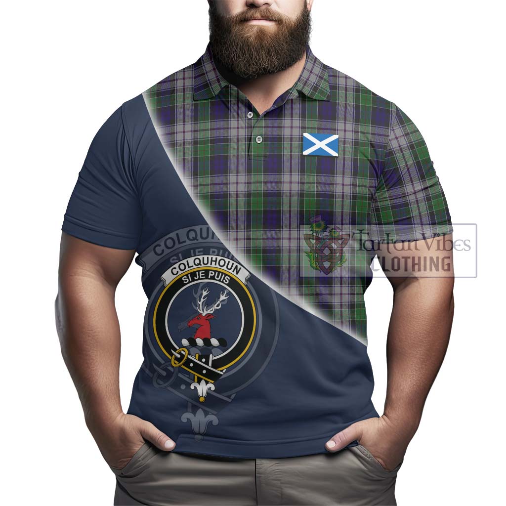 Tartan Vibes Clothing Colquhoun Dress Tartan Polo Shirt with Personalised National Flag and Family Crest Half Style