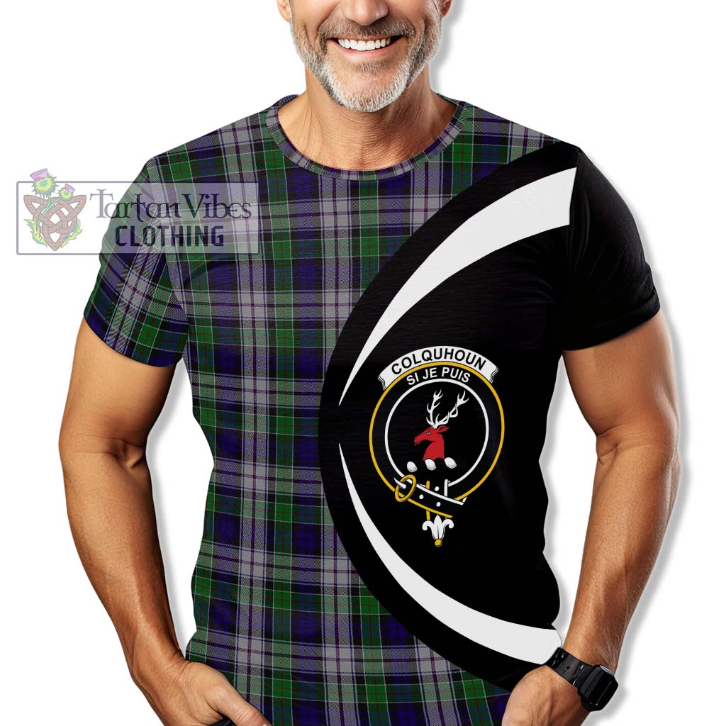 Tartan Vibes Clothing Colquhoun Dress Tartan T-Shirt with Family Crest Circle Style