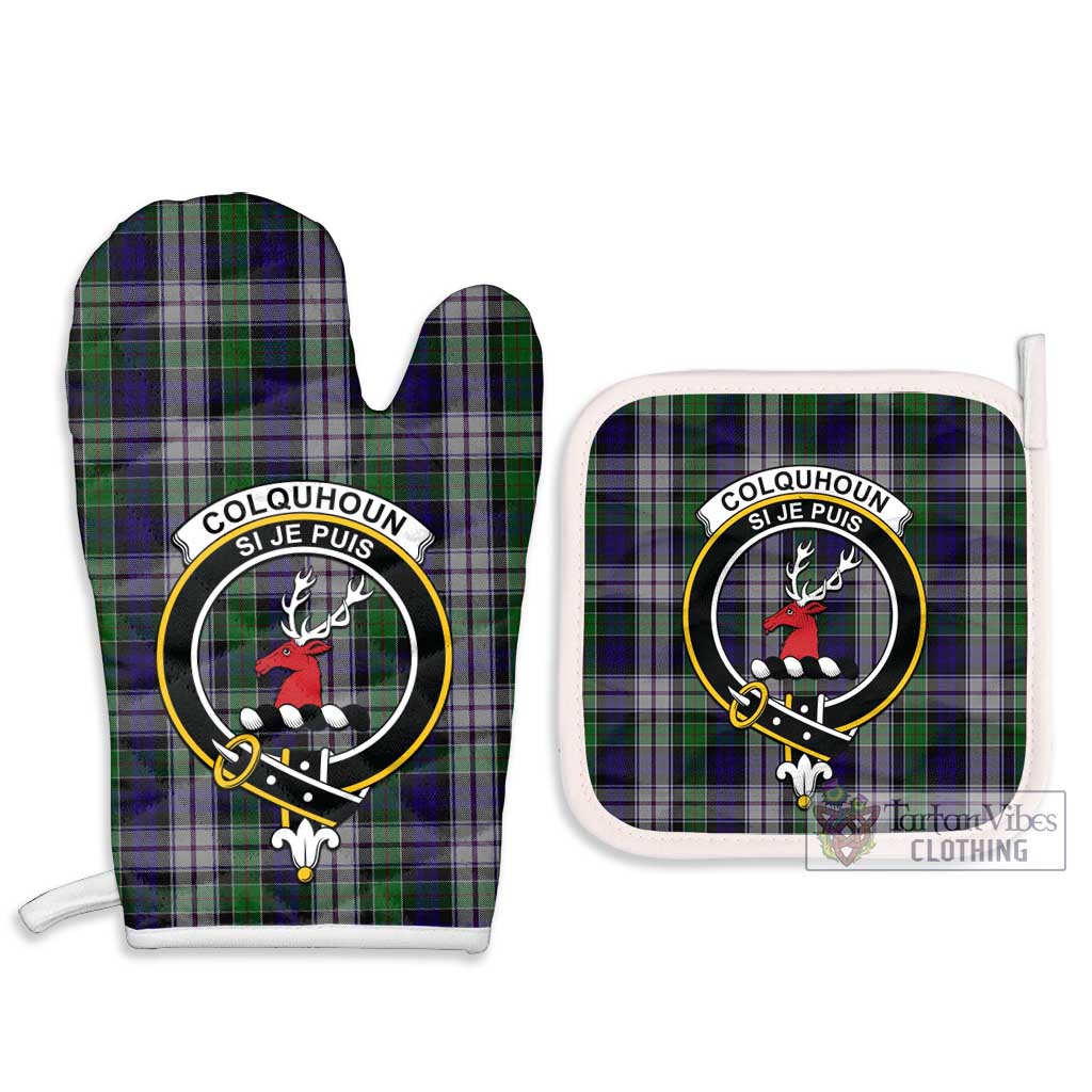 Tartan Vibes Clothing Colquhoun Dress Tartan Combo Oven Mitt & Pot-Holder with Family Crest