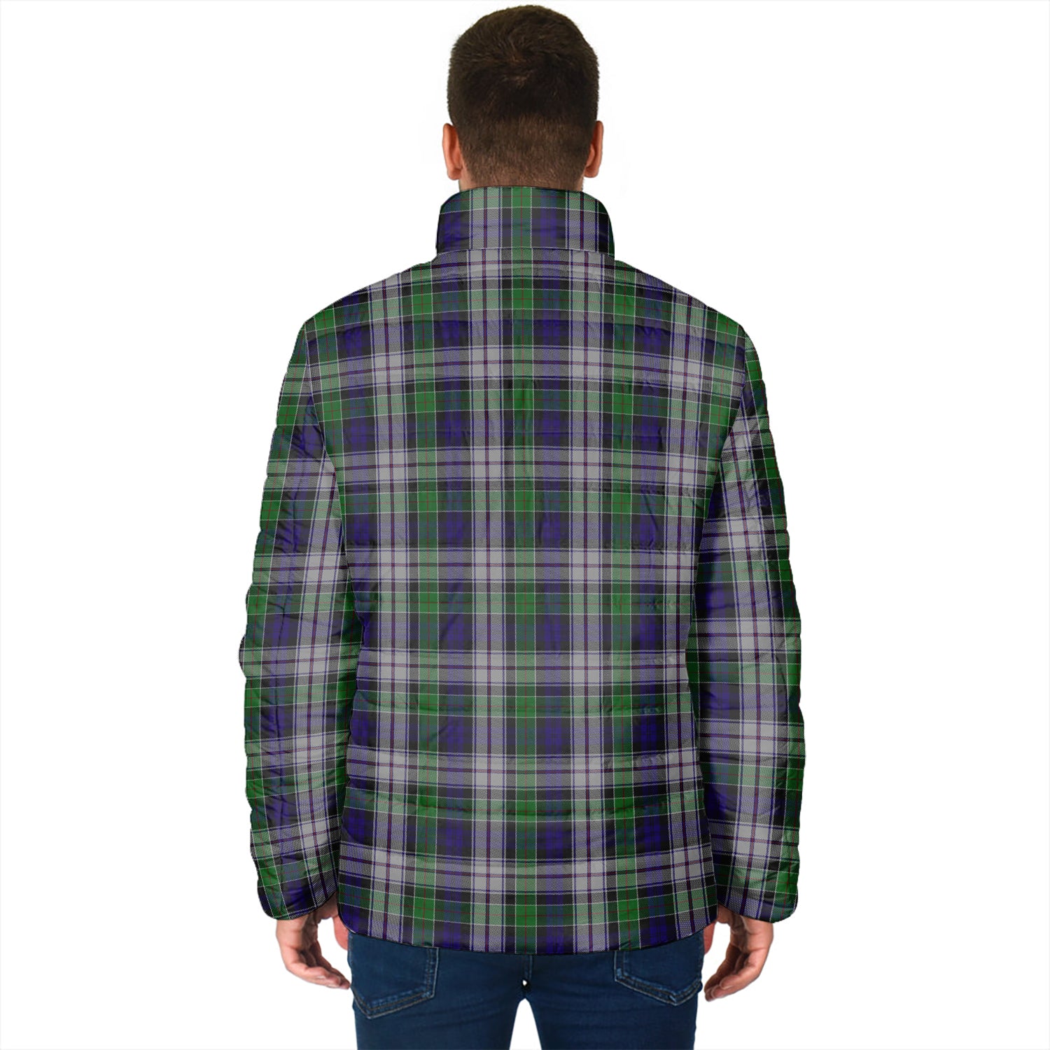 Colquhoun Dress Tartan Padded Jacket with Family Crest - Tartan Vibes Clothing