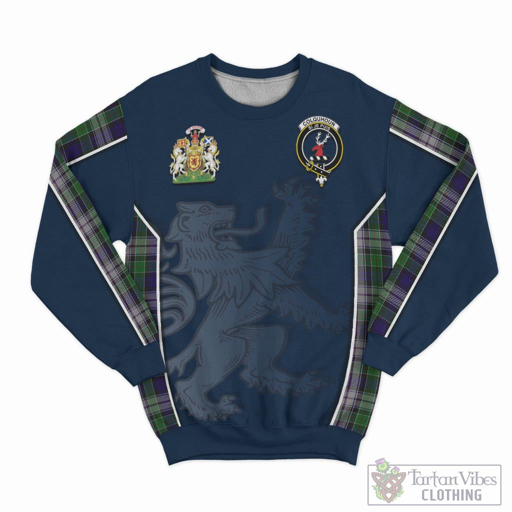 Tartan Vibes Clothing Colquhoun Dress Tartan Sweater with Family Crest and Lion Rampant Vibes Sport Style