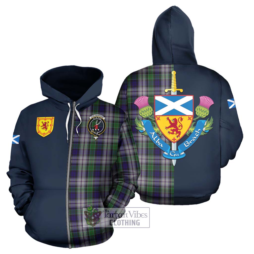 Tartan Vibes Clothing Colquhoun Dress Tartan Hoodie with Scottish Lion Royal Arm Half Style