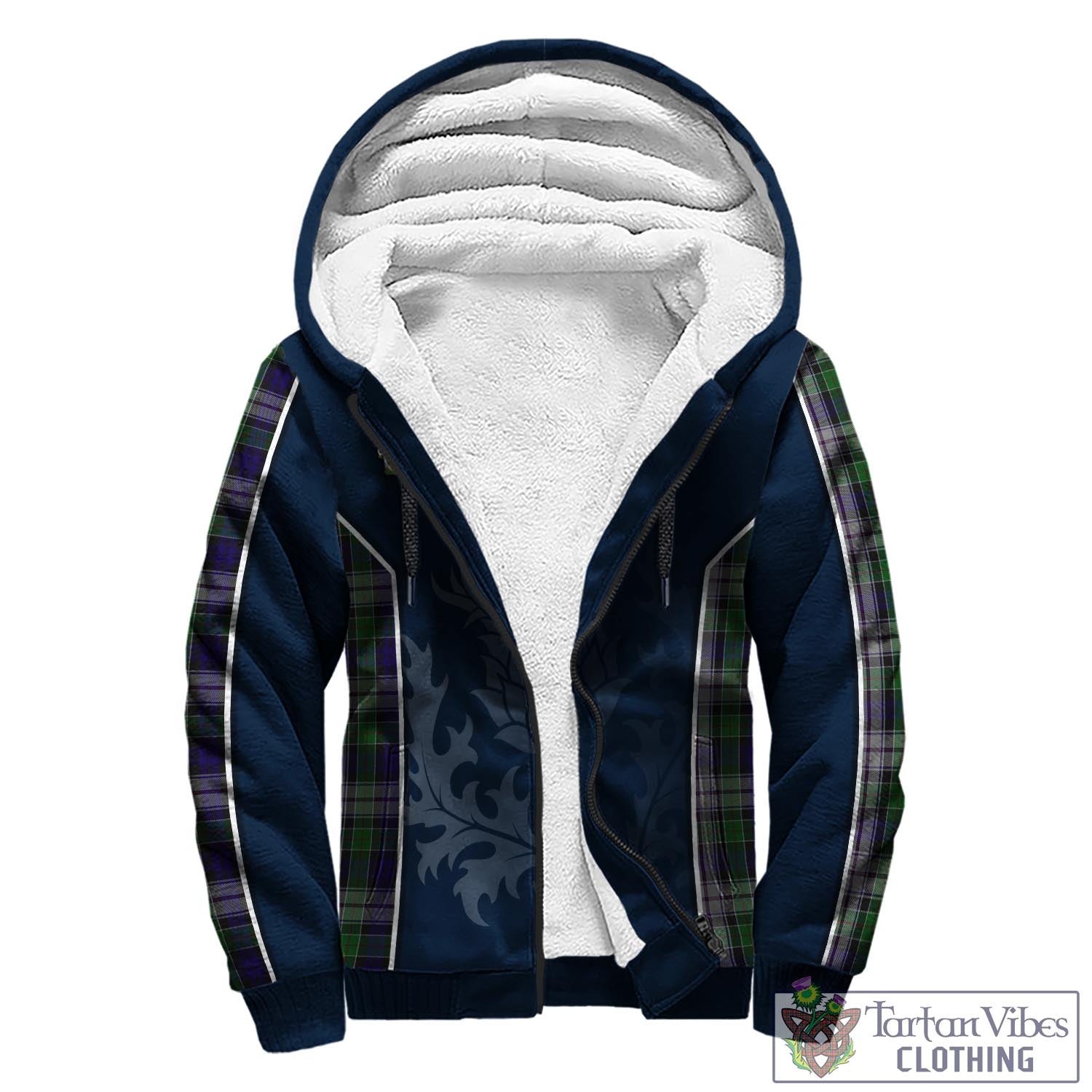 Tartan Vibes Clothing Colquhoun Dress Tartan Sherpa Hoodie with Family Crest and Scottish Thistle Vibes Sport Style