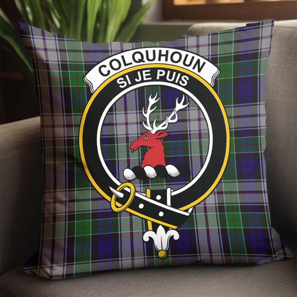 Colquhoun Dress Tartan Pillow Cover with Family Crest - Tartanvibesclothing