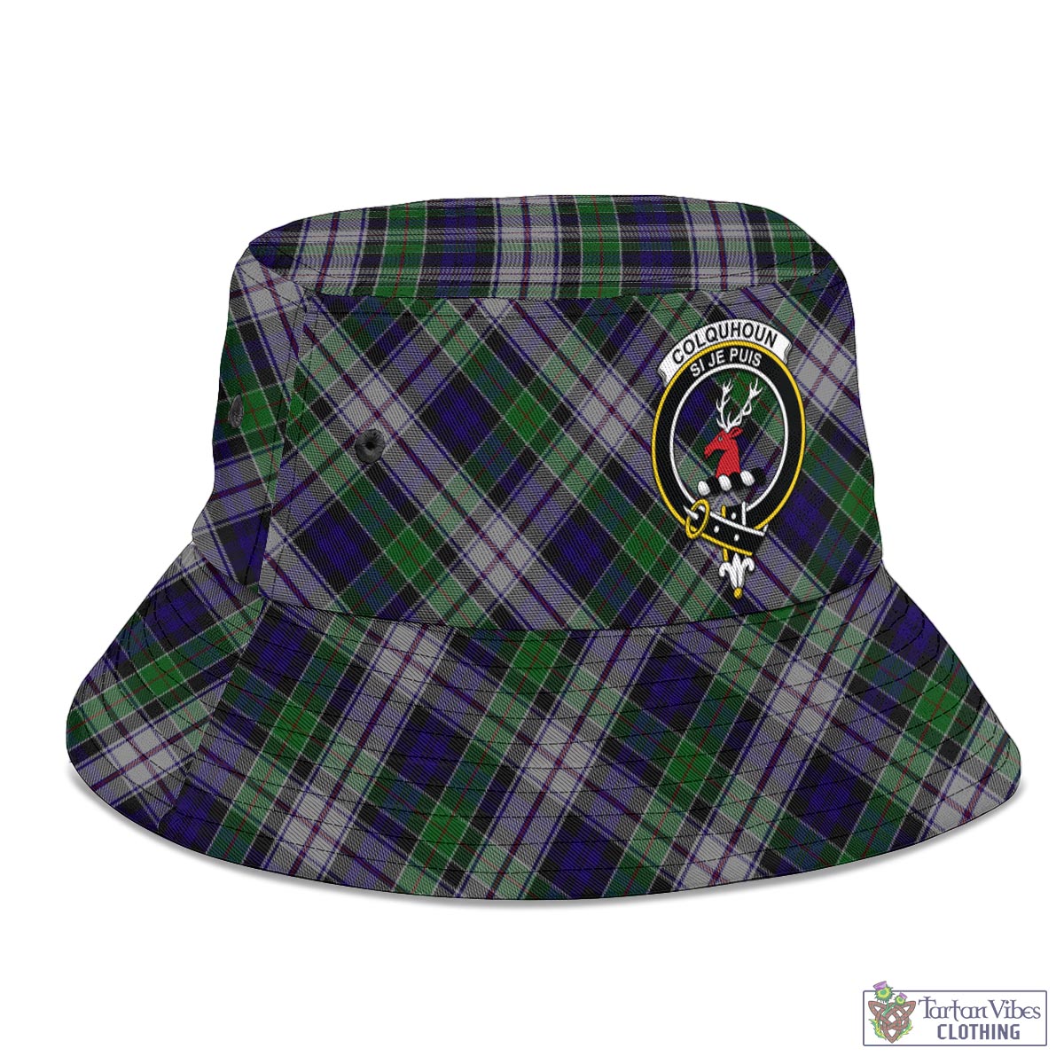 Tartan Vibes Clothing Colquhoun Dress Tartan Bucket Hat with Family Crest