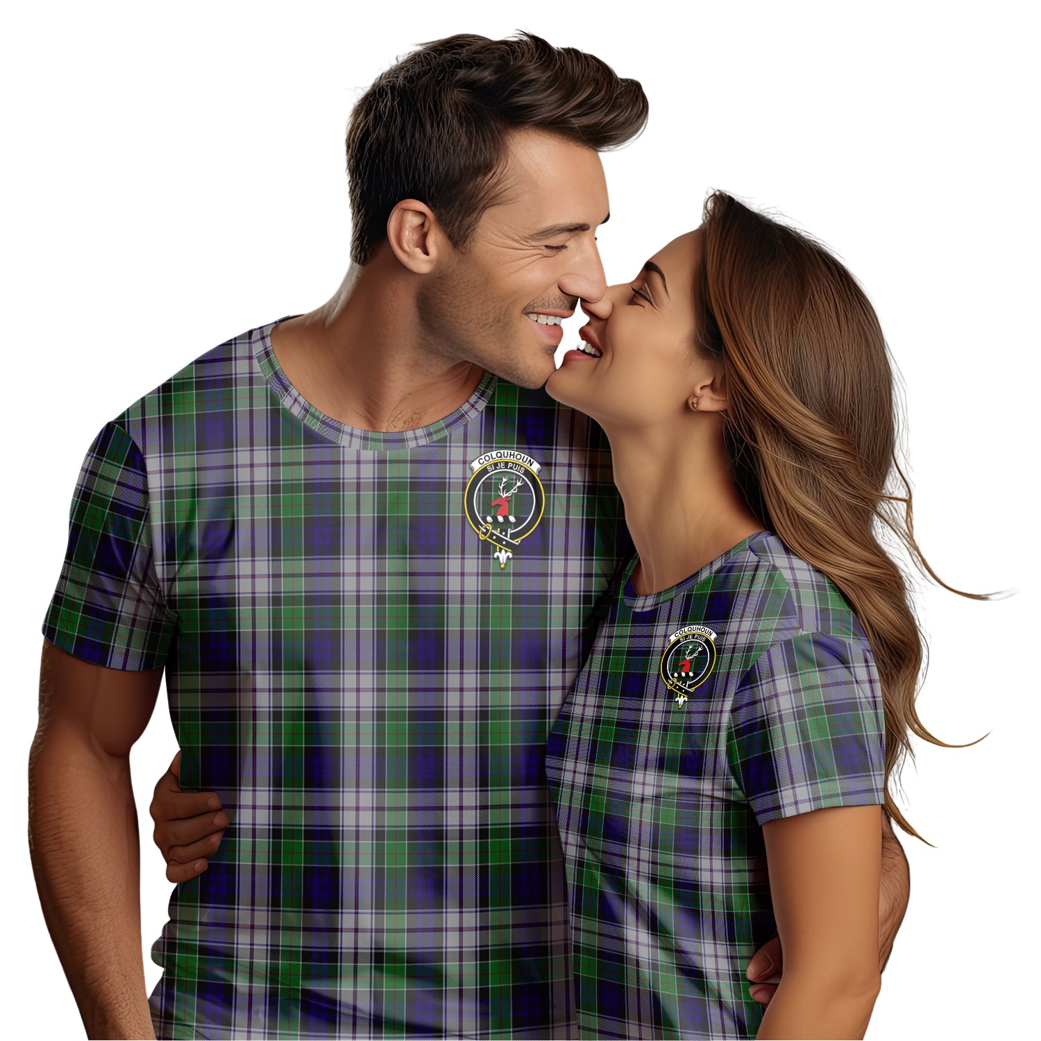 Colquhoun Dress Tartan T-Shirt with Family Crest - Tartan Vibes Clothing