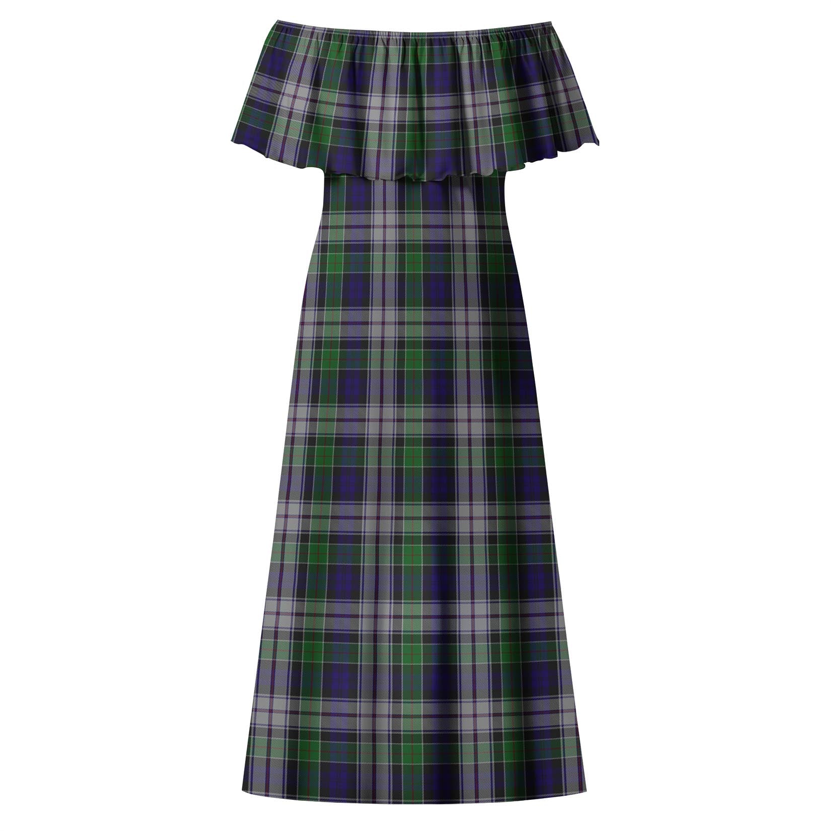 Colquhoun Dress Tartan Off Shoulder Long Dress - Tartanvibesclothing