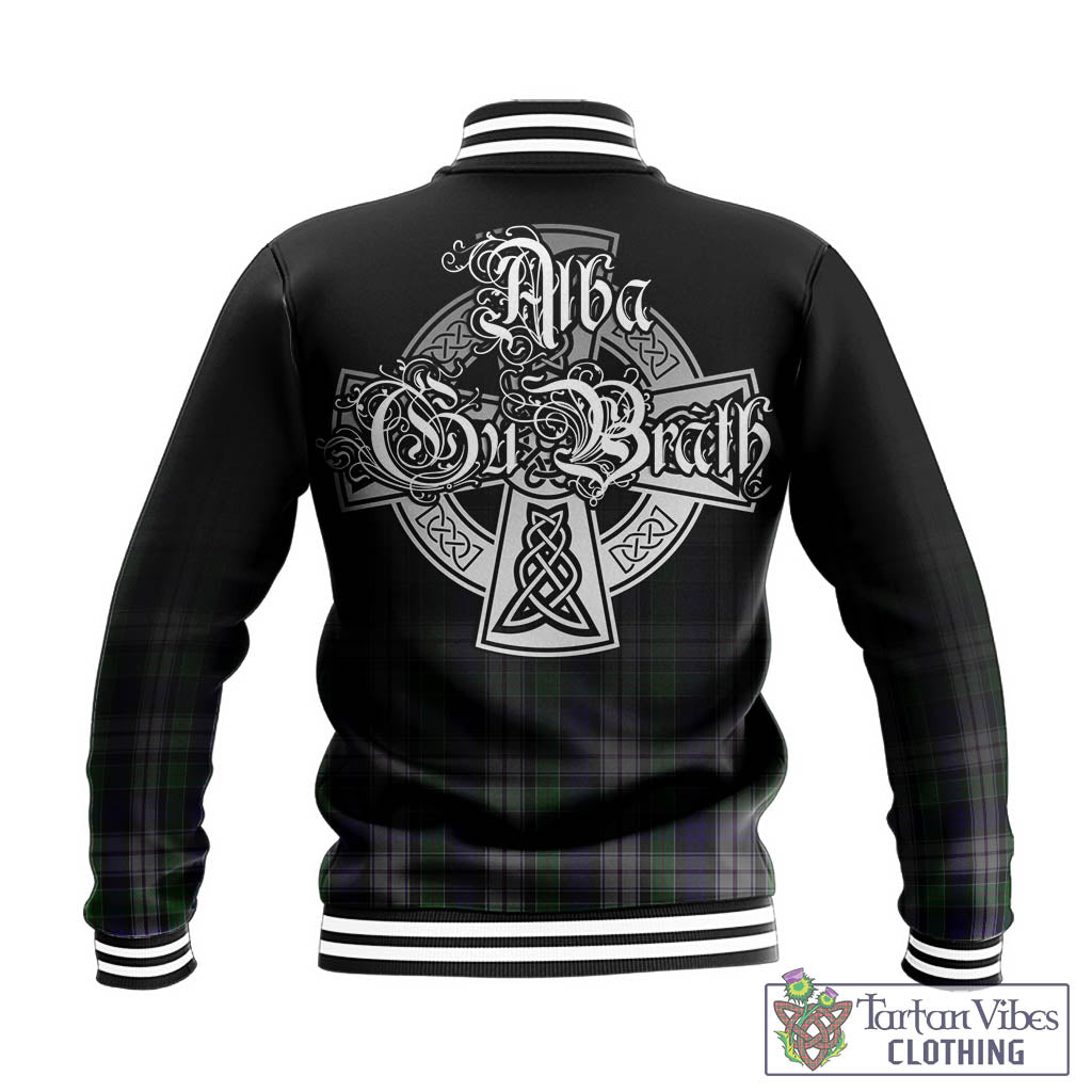 Tartan Vibes Clothing Colquhoun Dress Tartan Baseball Jacket Featuring Alba Gu Brath Family Crest Celtic Inspired