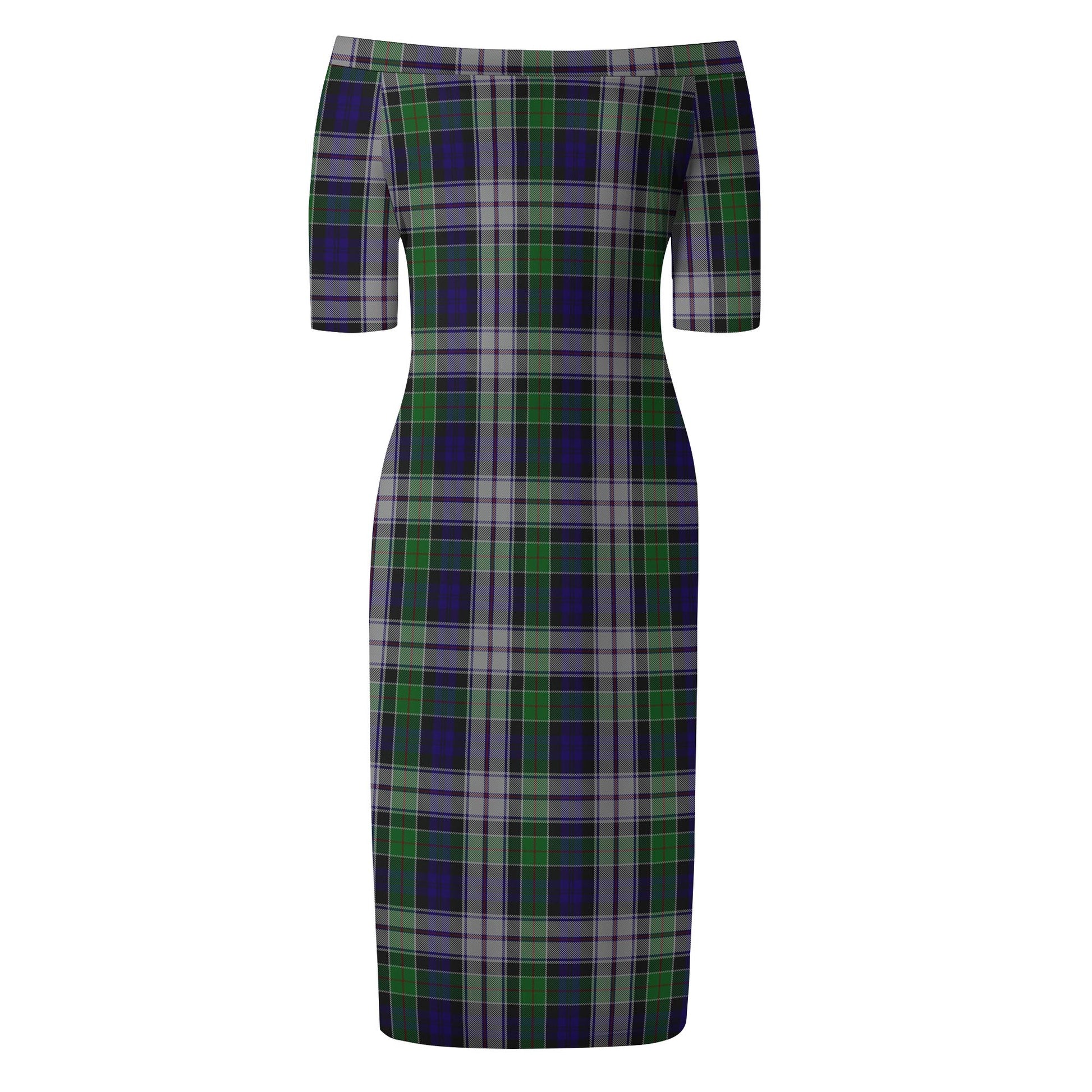 Colquhoun Dress Tartan Off Shoulder Lady Dress - Tartanvibesclothing