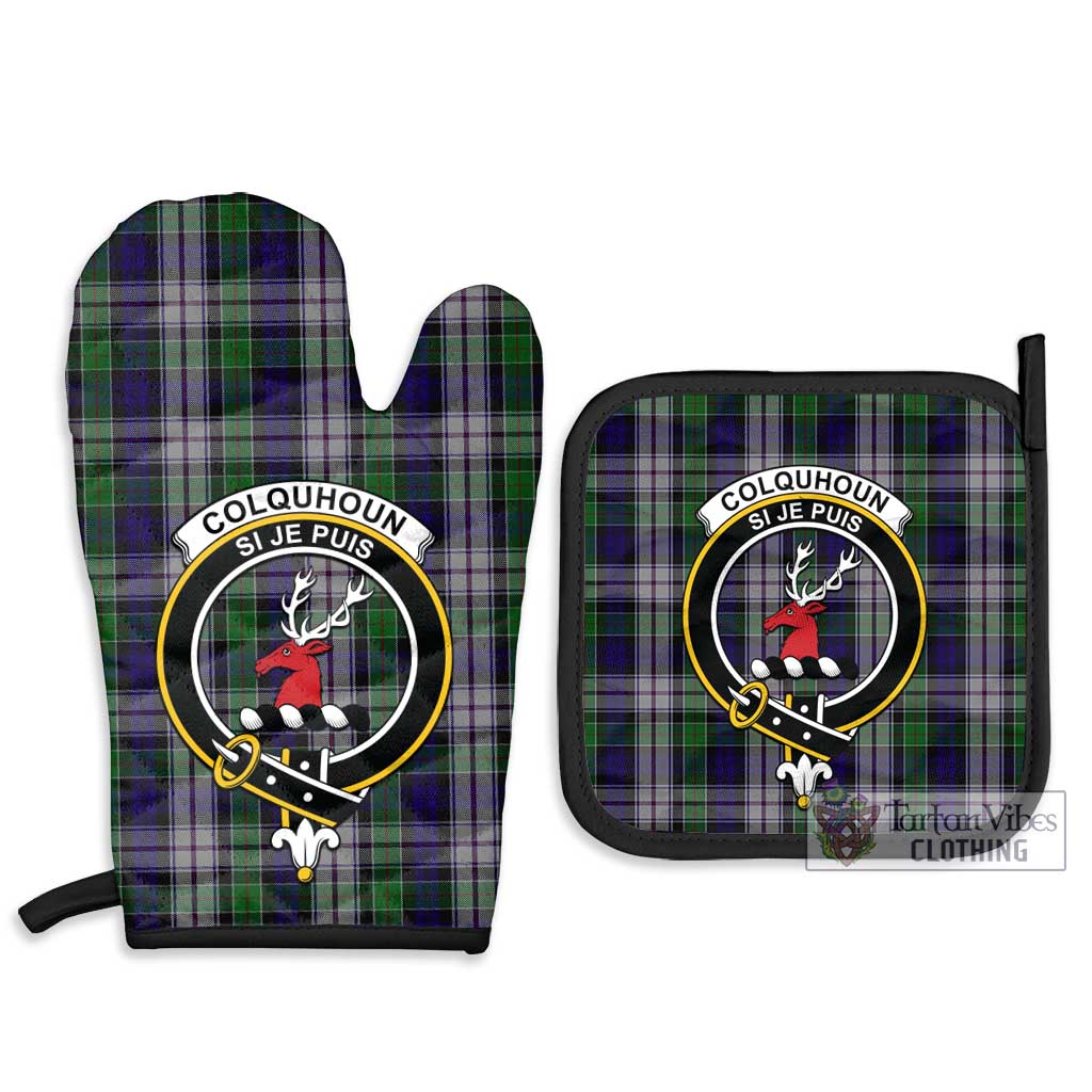 Tartan Vibes Clothing Colquhoun Dress Tartan Combo Oven Mitt & Pot-Holder with Family Crest