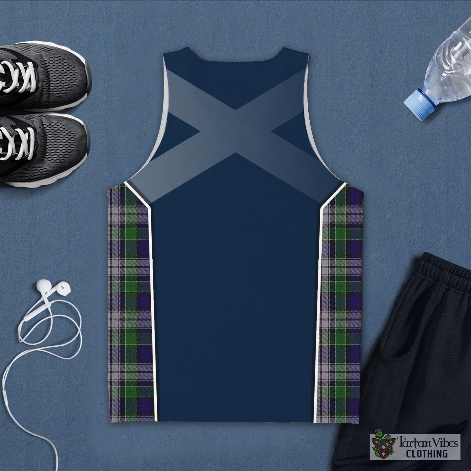 Tartan Vibes Clothing Colquhoun Dress Tartan Men's Tanks Top with Family Crest and Scottish Thistle Vibes Sport Style