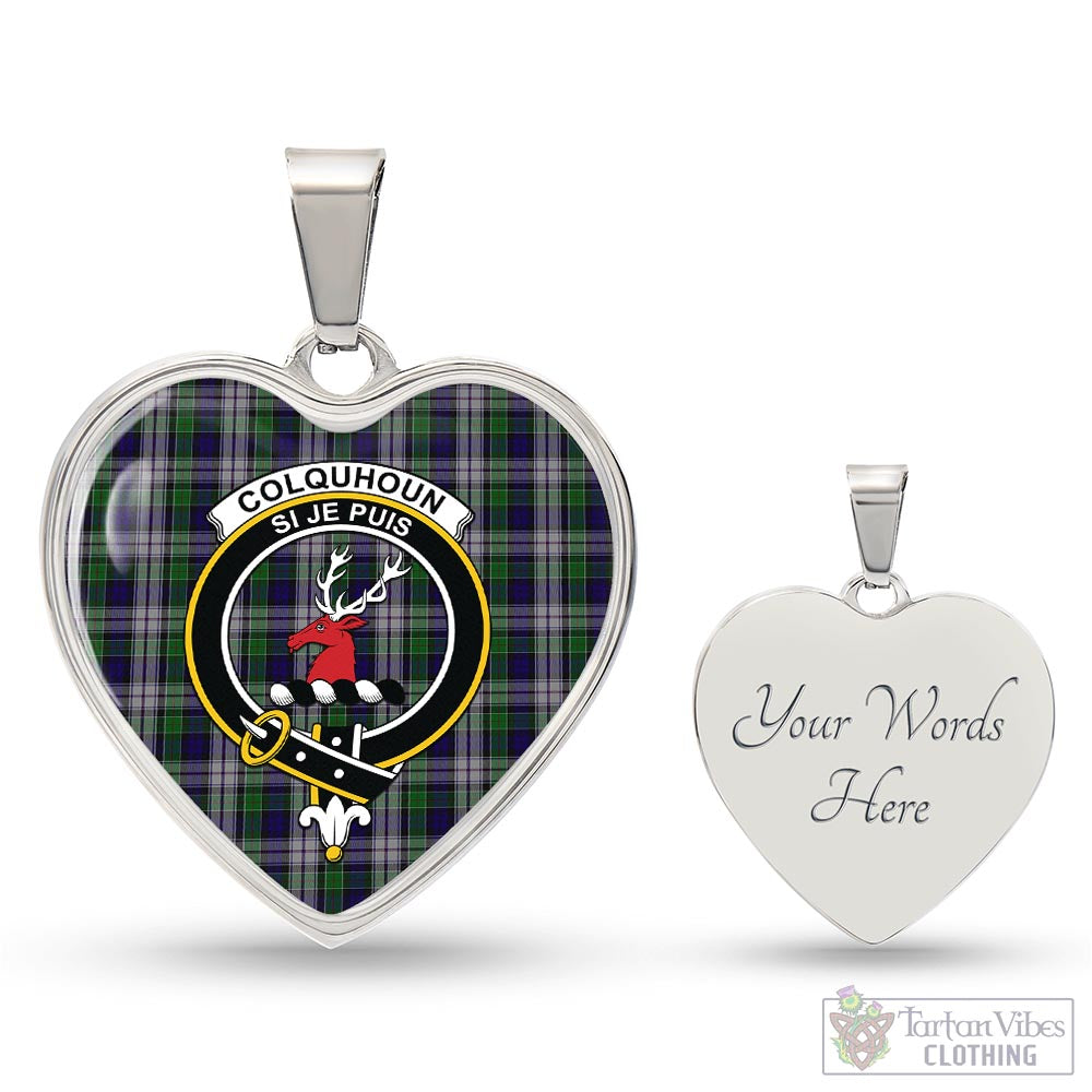 Tartan Vibes Clothing Colquhoun Dress Tartan Heart Necklace with Family Crest