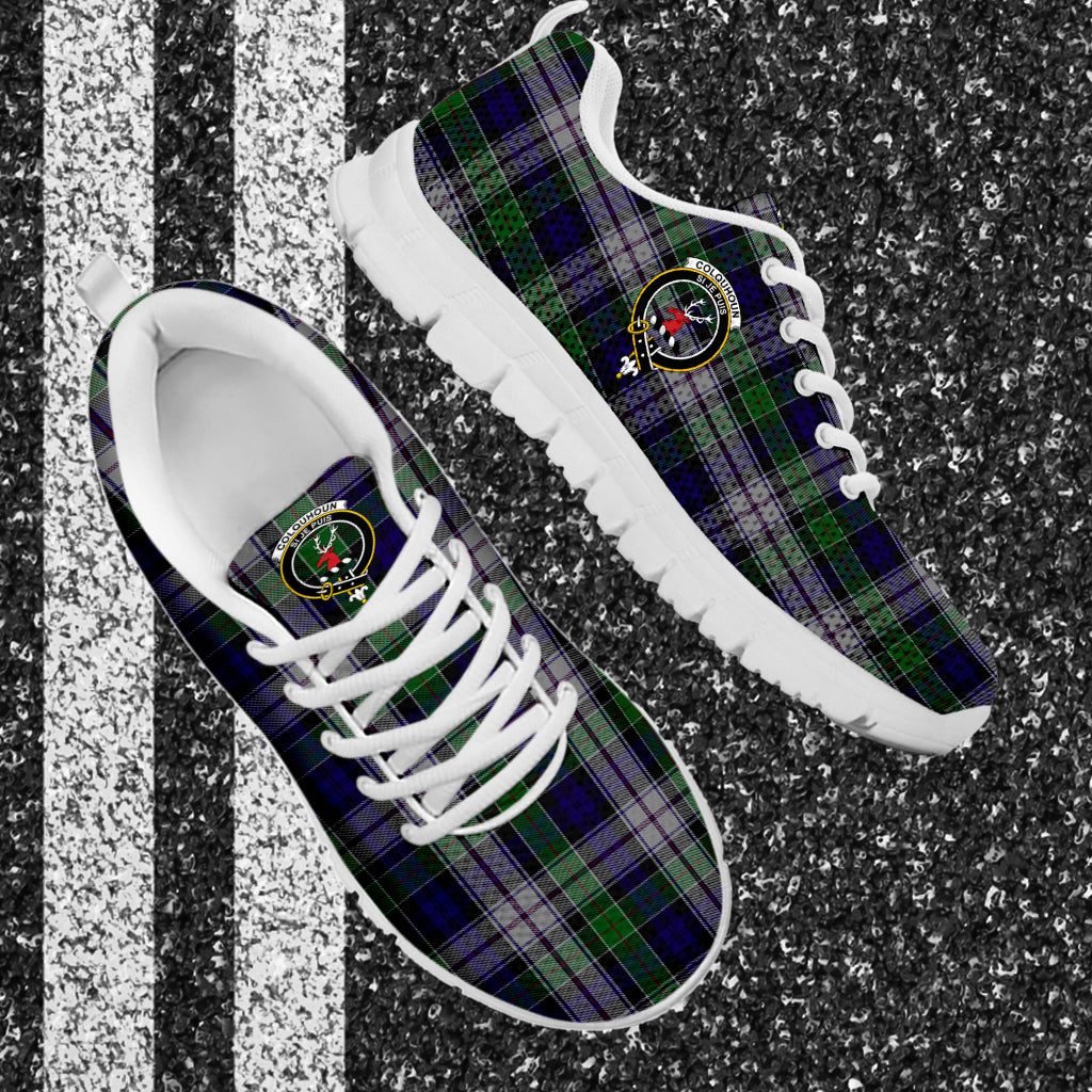 Colquhoun Dress Tartan Sneakers with Family Crest - Tartan Vibes Clothing