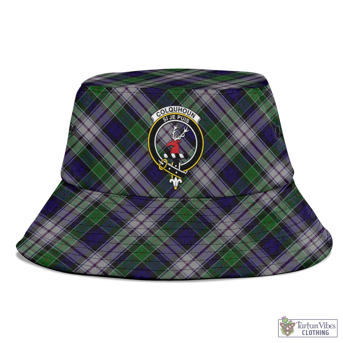 Tartan Vibes Clothing Colquhoun Dress Tartan Bucket Hat with Family Crest