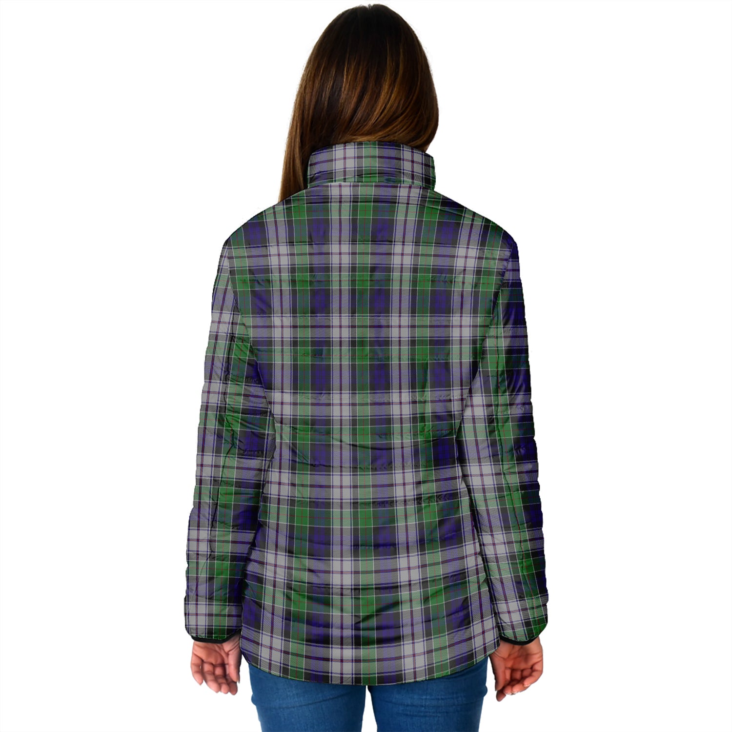 Colquhoun Dress Tartan Padded Jacket with Family Crest - Tartan Vibes Clothing