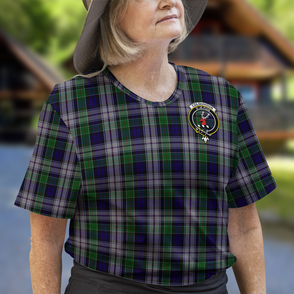 Colquhoun Dress Tartan T-Shirt with Family Crest - Tartan Vibes Clothing