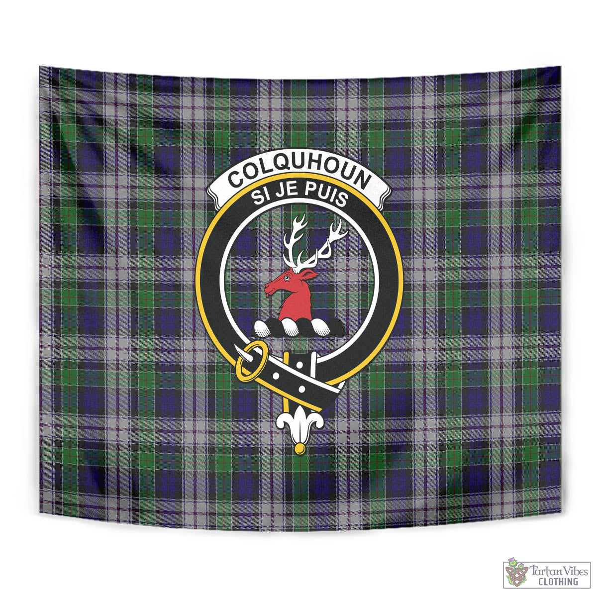 Tartan Vibes Clothing Colquhoun Dress Tartan Tapestry Wall Hanging and Home Decor for Room with Family Crest