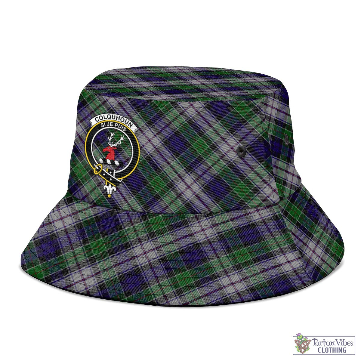 Tartan Vibes Clothing Colquhoun Dress Tartan Bucket Hat with Family Crest