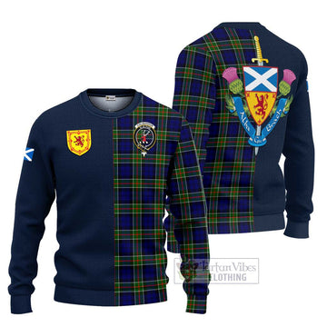 Colquhoun Tartan Ugly Sweater with Scottish Lion Royal Arm Half Style