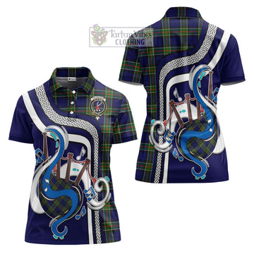 Colquhoun Tartan Women's Polo Shirt with Epic Bagpipe Style