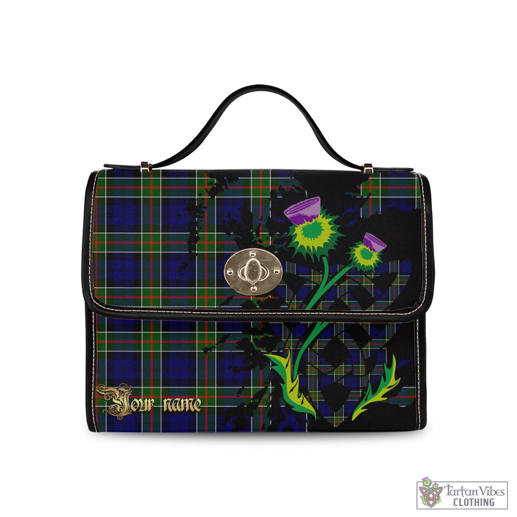 Tartan Vibes Clothing Colquhoun Modern Tartan Waterproof Canvas Bag with Scotland Map and Thistle Celtic Accents