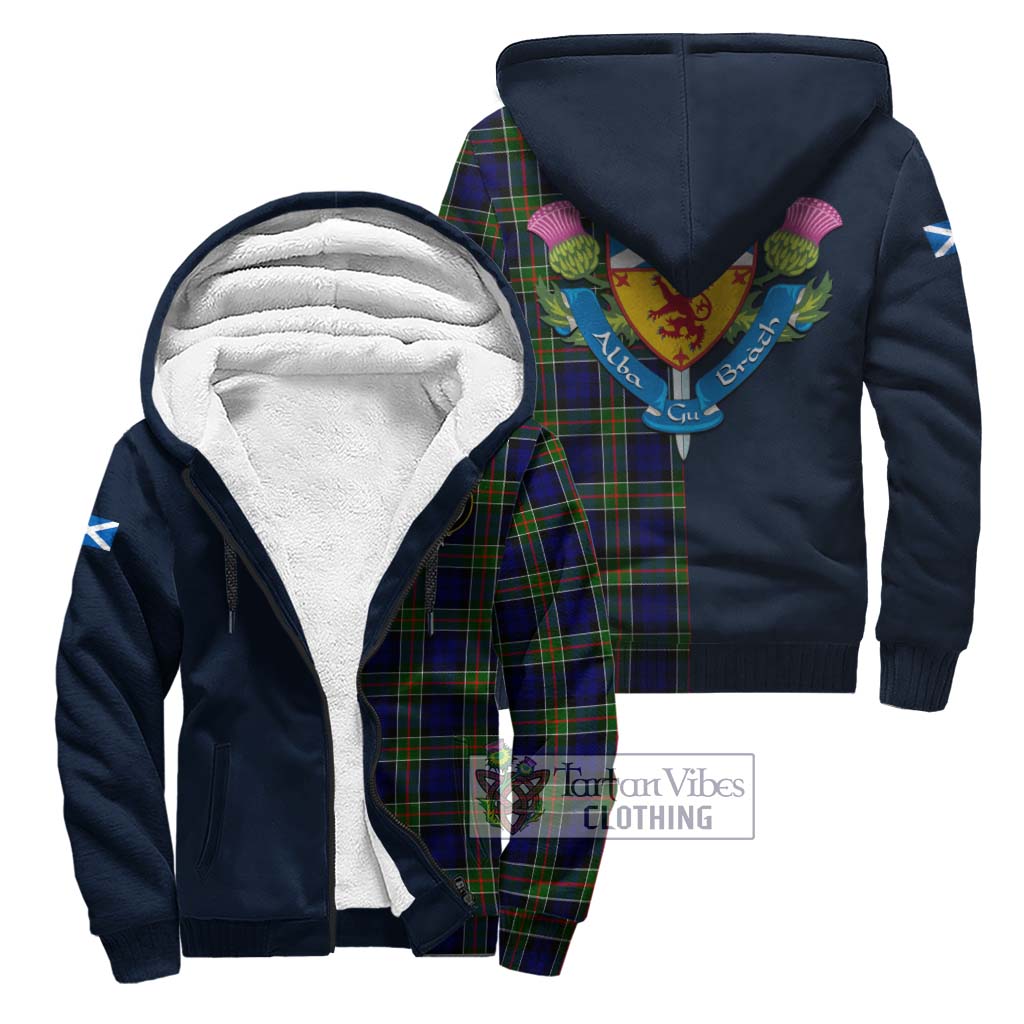 Tartan Vibes Clothing Colquhoun Modern Tartan Sherpa Hoodie with Scottish Lion Royal Arm Half Style