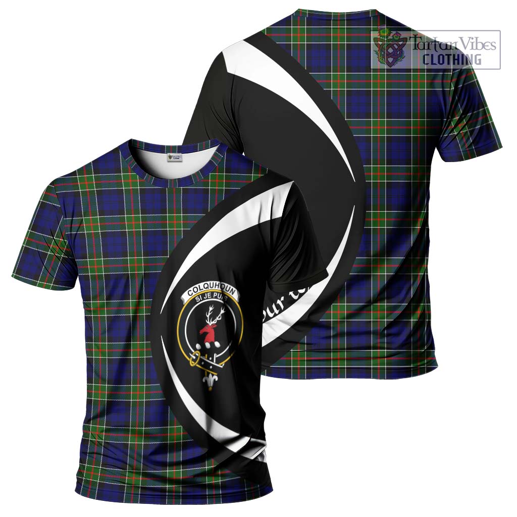 Tartan Vibes Clothing Colquhoun Modern Tartan T-Shirt with Family Crest Circle Style