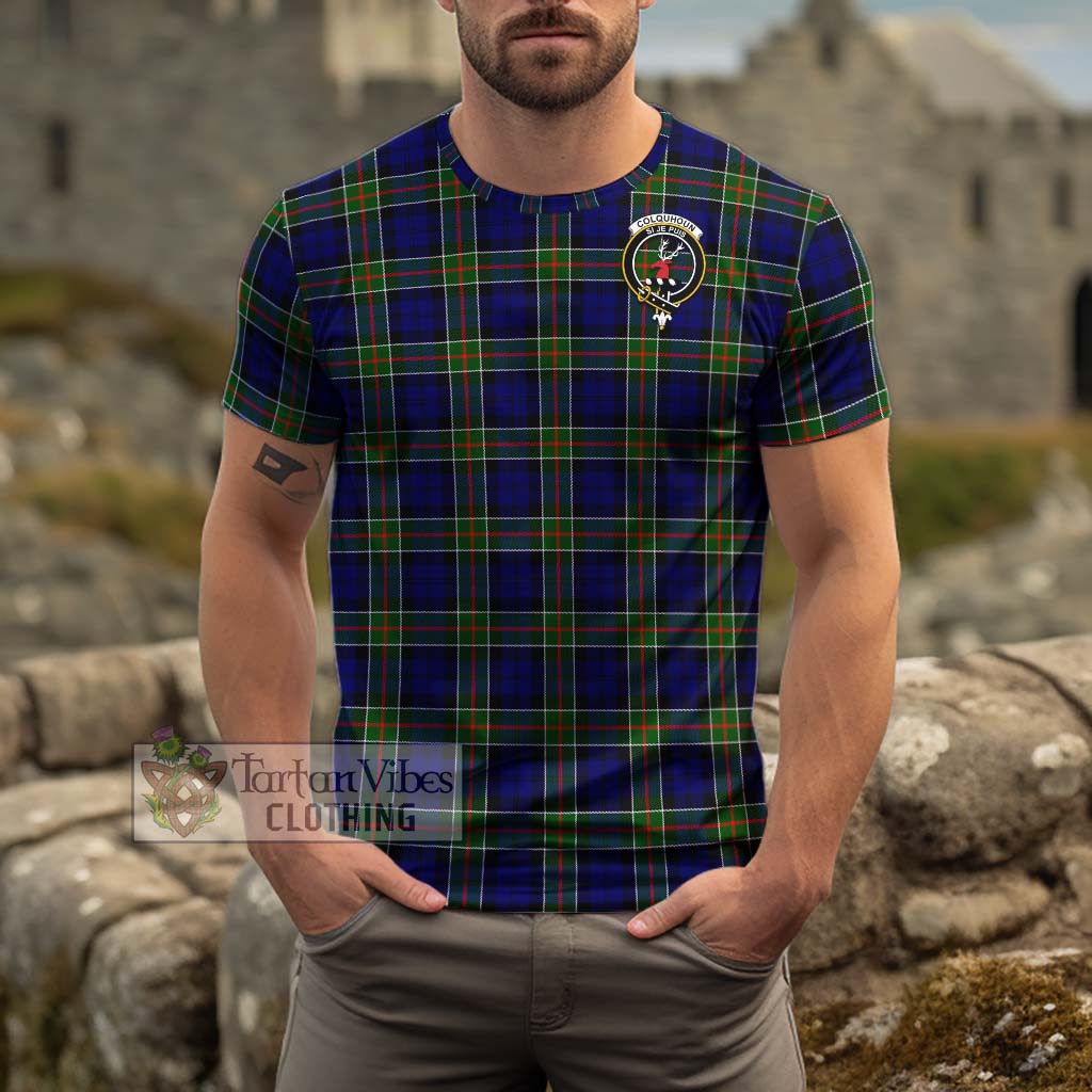 Tartan Vibes Clothing Colquhoun Modern Tartan Cotton T-Shirt with Family Crest