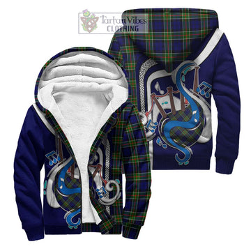 Colquhoun Tartan Sherpa Hoodie with Epic Bagpipe Style