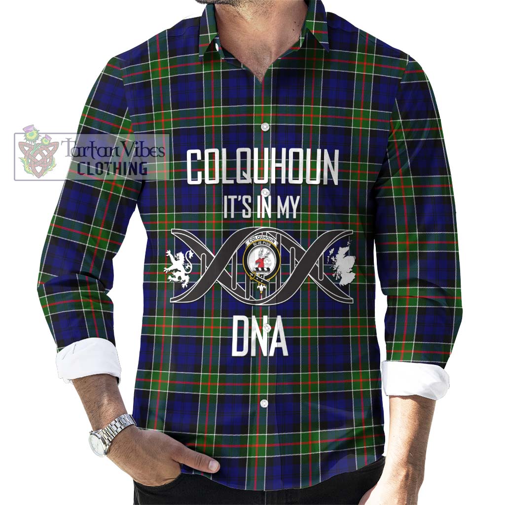 Tartan Vibes Clothing Colquhoun Modern Tartan Long Sleeve Button Shirt with Family Crest DNA In Me Style