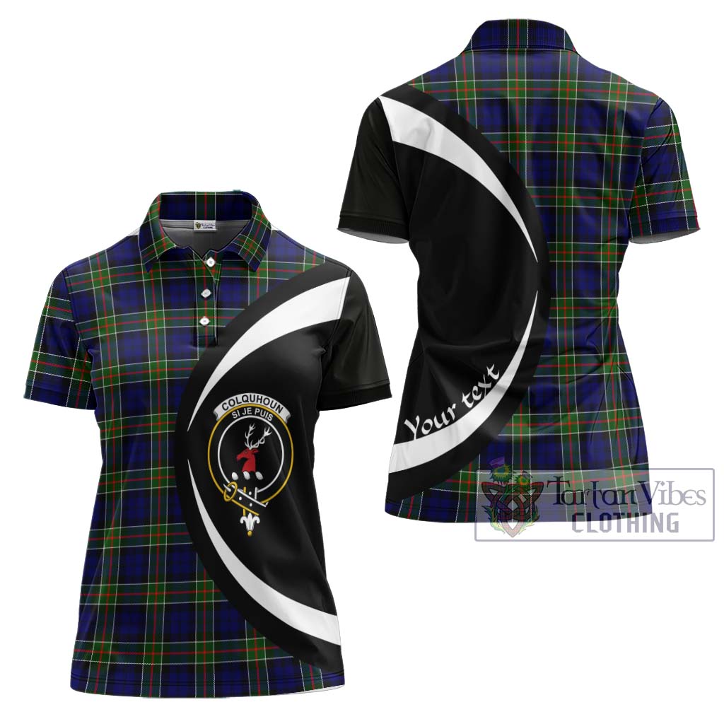 Colquhoun Tartan Women's Polo Shirt with Family Crest Circle Style Women - Tartan Vibes Clothing