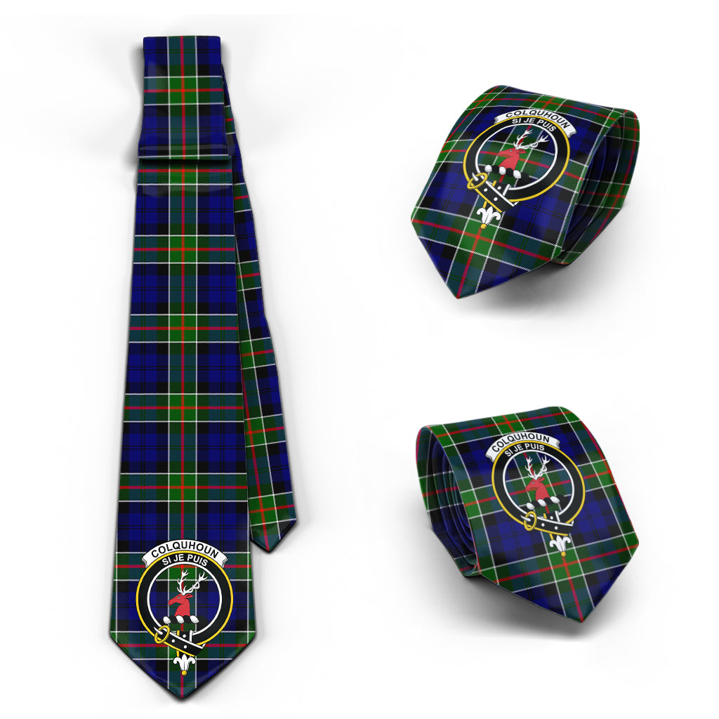 Colquhoun Tartan Classic Necktie with Family Crest Necktie One Size - Tartan Vibes Clothing