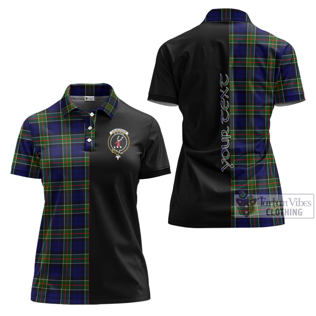 Tartan Vibes Clothing Colquhoun Modern Tartan Women's Polo Shirt with Family Crest and Half Of Me Style