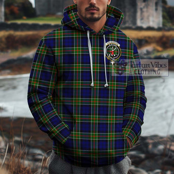 Colquhoun Tartan Cotton Hoodie with Family Crest