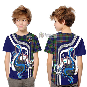 Colquhoun Tartan Kid T-Shirt with Epic Bagpipe Style