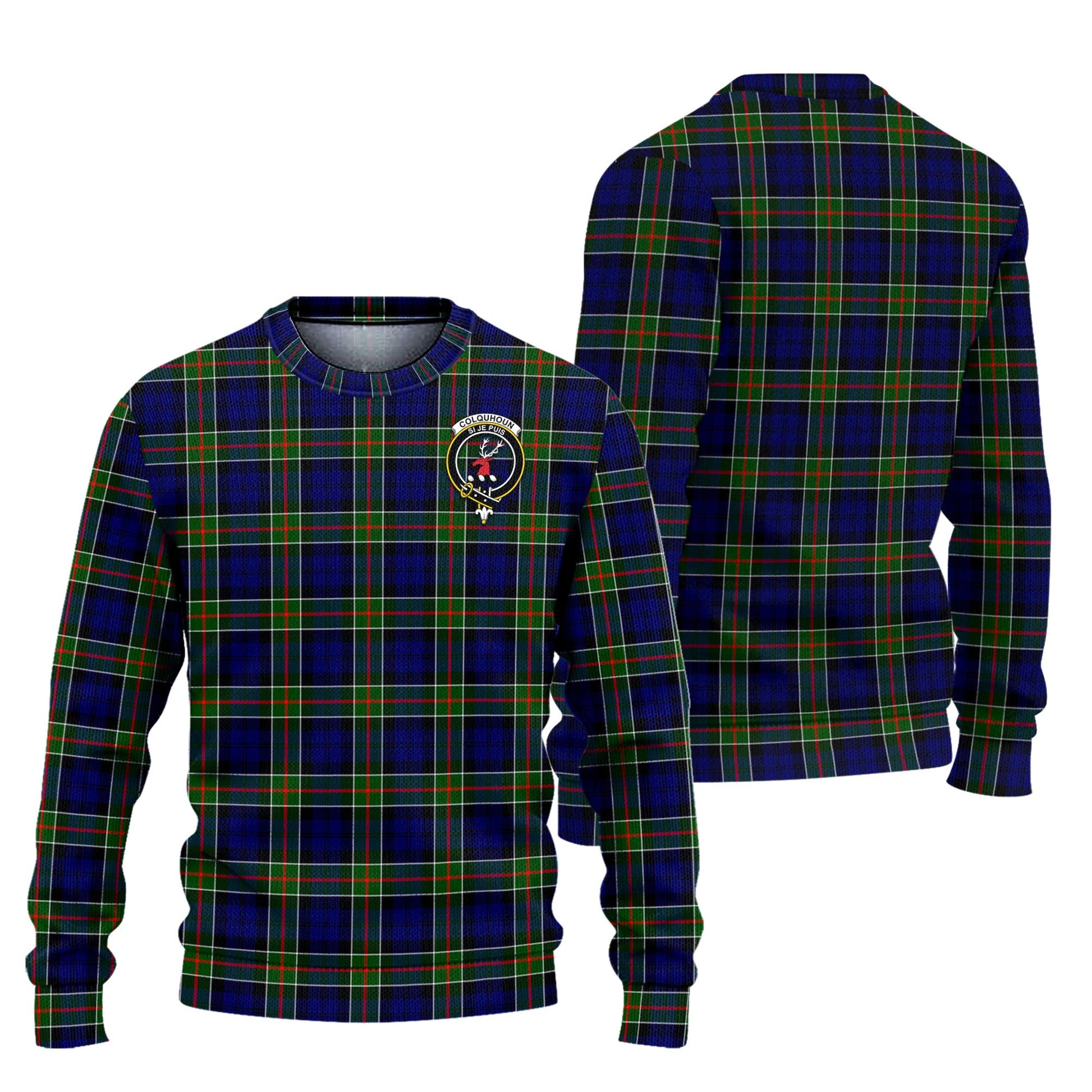 Colquhoun Modern Tartan Knitted Sweater with Family Crest Unisex - Tartanvibesclothing