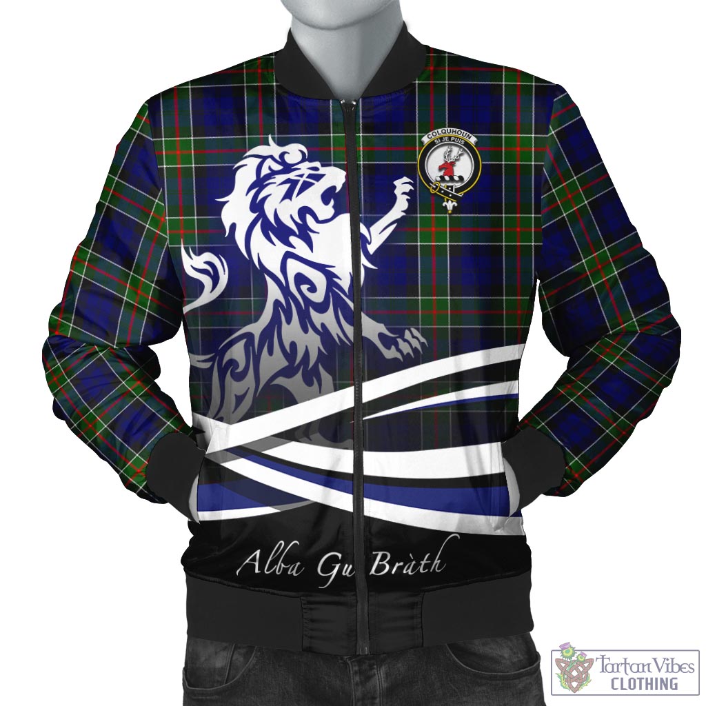 Tartan Vibes Clothing Colquhoun Modern Tartan Bomber Jacket with Alba Gu Brath Regal Lion Emblem