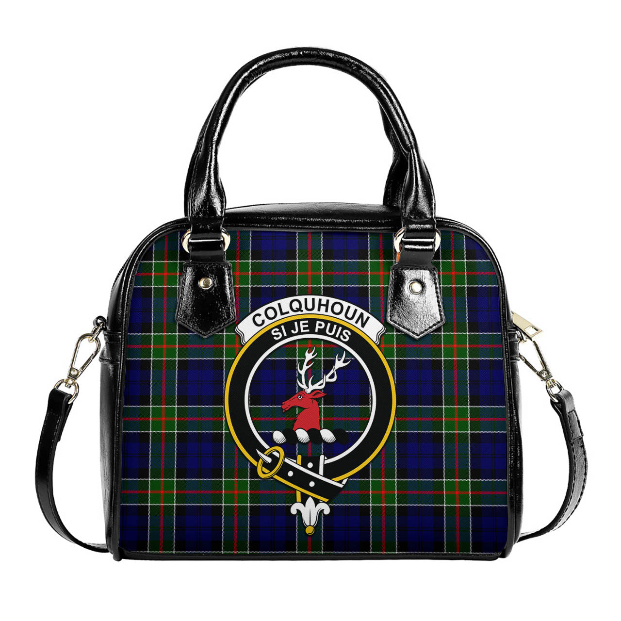 Colquhoun Modern Tartan Shoulder Handbags with Family Crest One Size 6*25*22 cm - Tartanvibesclothing