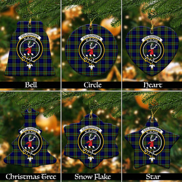 Colquhoun Tartan Christmas Ceramic Ornaments with Family Crest