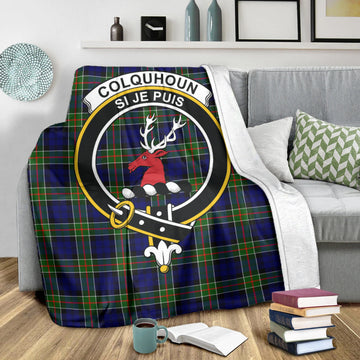 Colquhoun Tartan Blanket with Family Crest