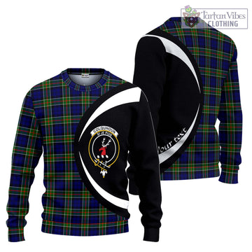 Colquhoun Tartan Ugly Sweater with Family Crest Circle Style