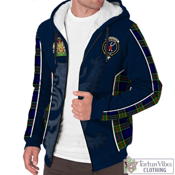 Colquhoun Tartan Sherpa Hoodie with Family Crest and Lion Rampant Vibes Sport Style