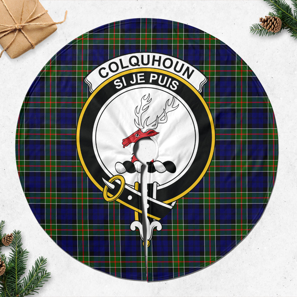 Colquhoun Modern Tartan Christmas Tree Skirt with Family Crest - Tartanvibesclothing