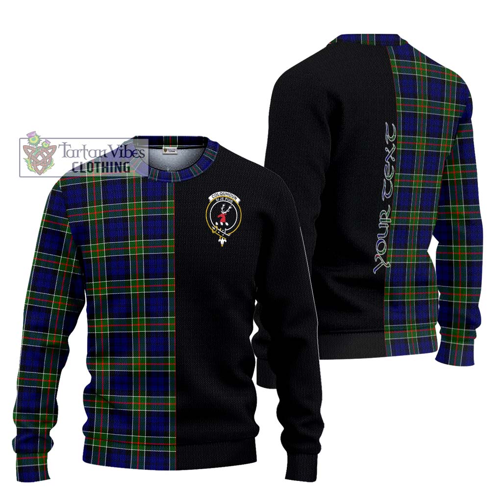 Tartan Vibes Clothing Colquhoun Modern Tartan Knitted Sweater with Family Crest and Half Of Me Style