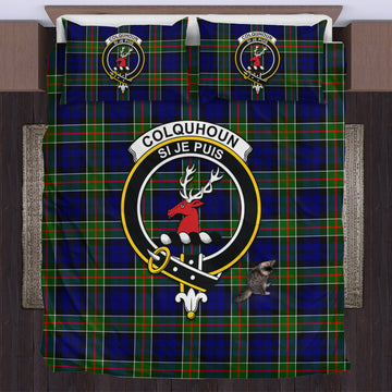 Colquhoun Modern Tartan Bedding Set with Family Crest