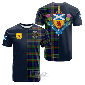 Colquhoun Tartan Cotton T-shirt with Scottish Lion Royal Arm Half Style